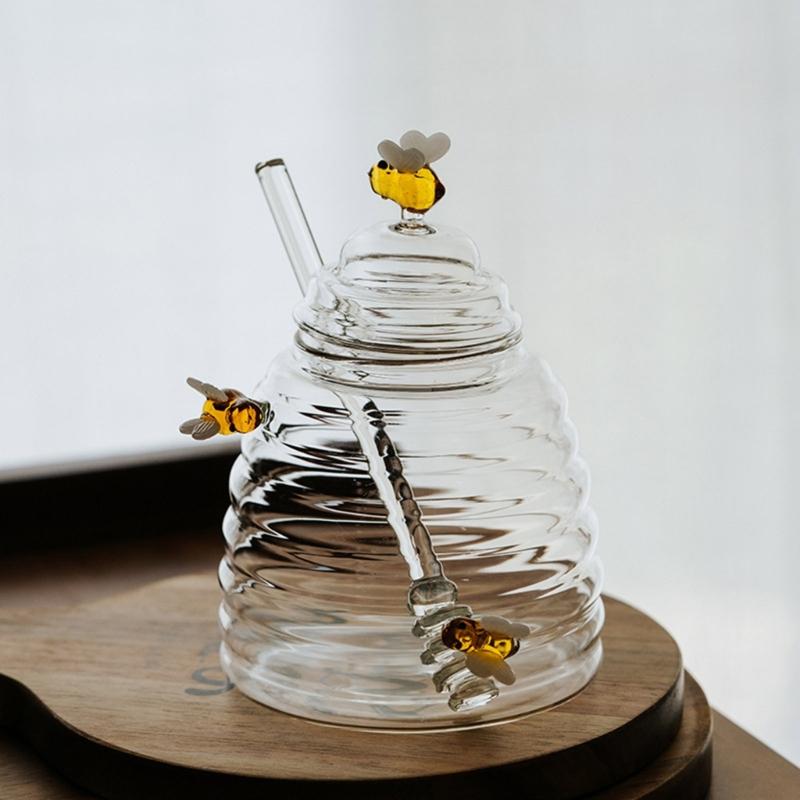 Honeys Dispenser Glass Honeys Jar With Stick Clear Glass Honeys Jar With Lid