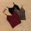 Débardeur en dentelle avec soutien-gorge intégré: Haut sexy doublé polaire, coupe ajustée, anti-exposition, pour l'automne/l'hiver, pour femmes.