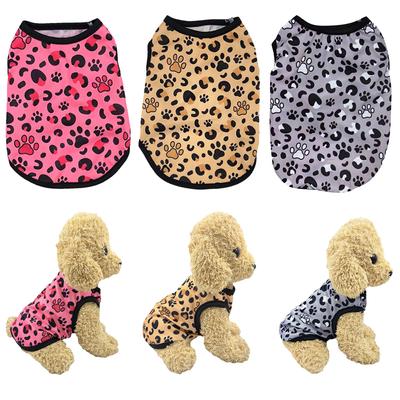 Hundekleidung Sommer Haustier Leopard Print Weste Für Kleine Mittelgroße Hunde Katzen Weicher Gemütlicher Welpenmantel Atmungsaktive Katzenkleidung Chihuahua Mops