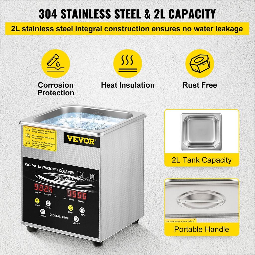 2L Ultrasonic Cleaner Cleaning Machine For Jewelry Stainless Steel