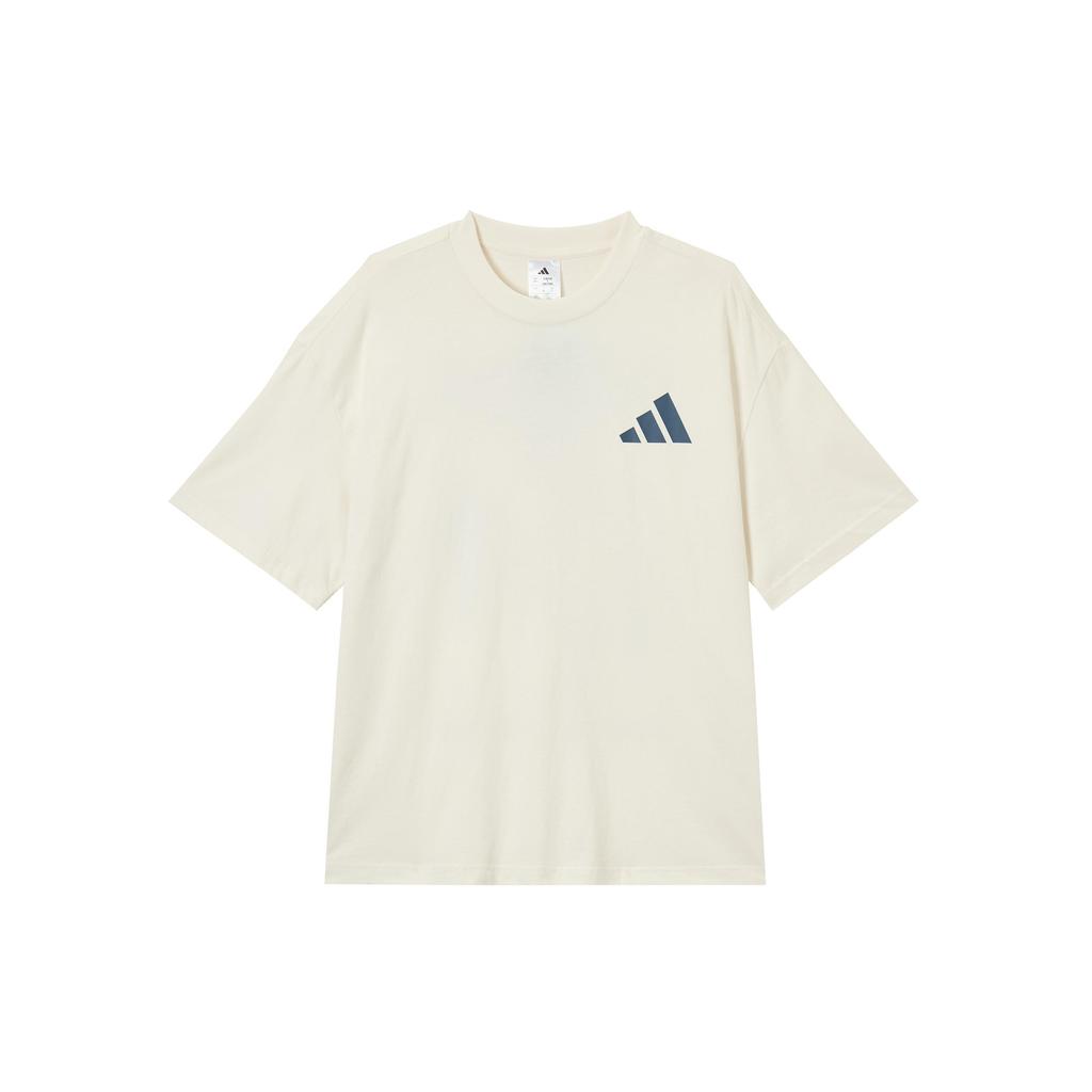 Adidas T Shirts Unisex White Crew Neck Moderate Straight Fit JX9127-