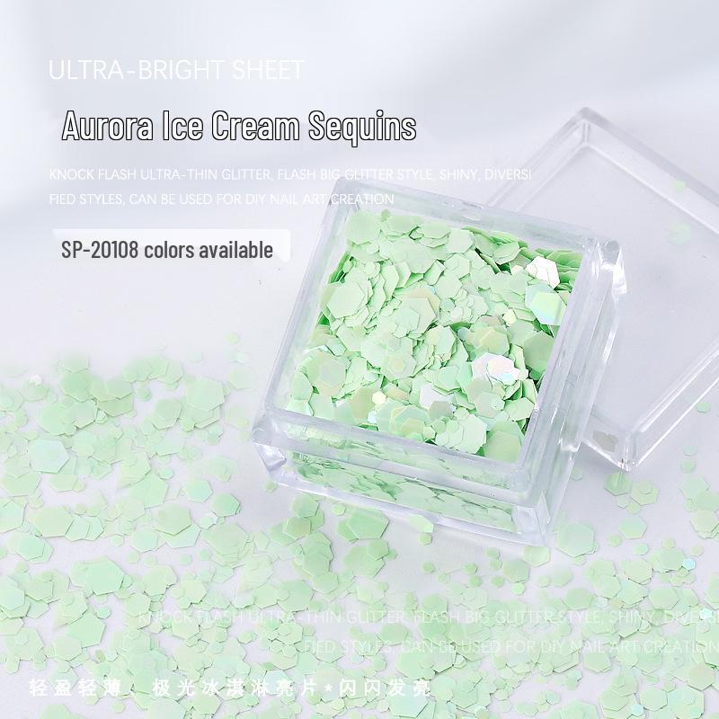 Dreamy Macaron Aurora Ice Cream Hexagonal Sequins: Colorful Dopamine Candy Nail Art Accessories