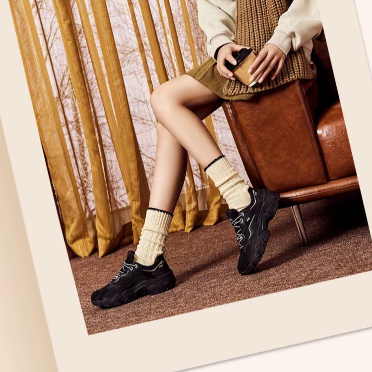 Anta Star Sea Retro Versatile Low-Top Dad Shoes Women Sneaker Black Silver 922518890-5