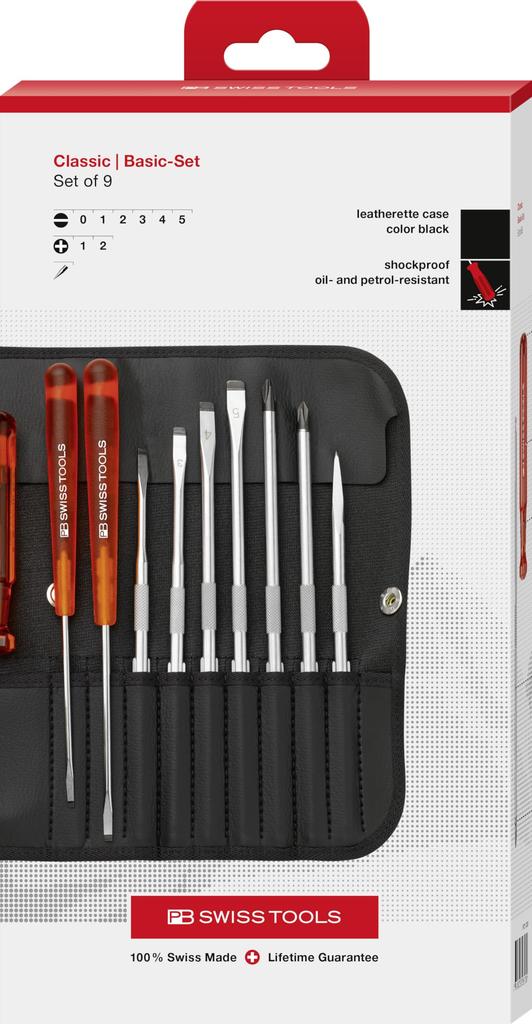 PB Swiss Tools Interchangeable Screwdriver Set in Paper 9-Piece Box, 215.CBB