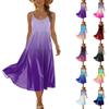 Damen Sommer Mode Bedrucktes Tasche Verstellbarer Schultergurt Bohemian Freizeit Strand Resort Trägerkleid