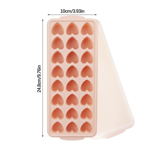 Gevrkjenp Heart-Shaped Ice Cube Tray, Heart Ice Cube Shape - Heart-Shaped Ice Tray for Freezers, 24-Grid Ice Tray with Lid for Easy Removal, Mini Hear