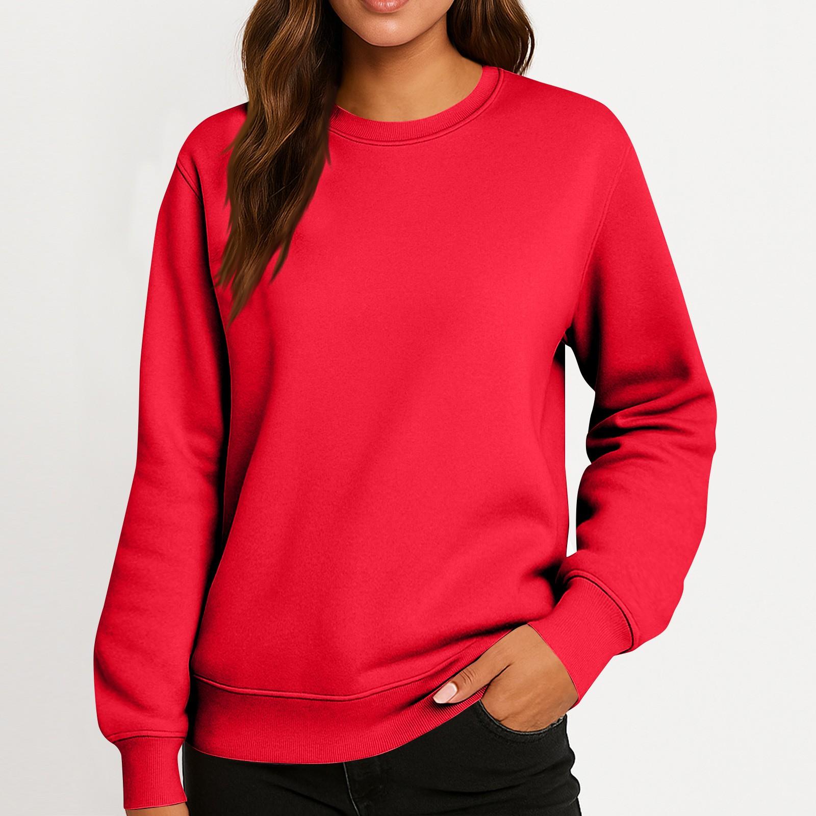 

Женская мода однотонное повседневное худи с длинным рукавом M красный