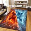 Flame Animal Blue Red Pattern Square Carpet,Area Rug,Carpet Rug for Living Room Bedroom Sofa Playroom Decor,Non-slip Floor Mat,Holiday Birthday Gifts
