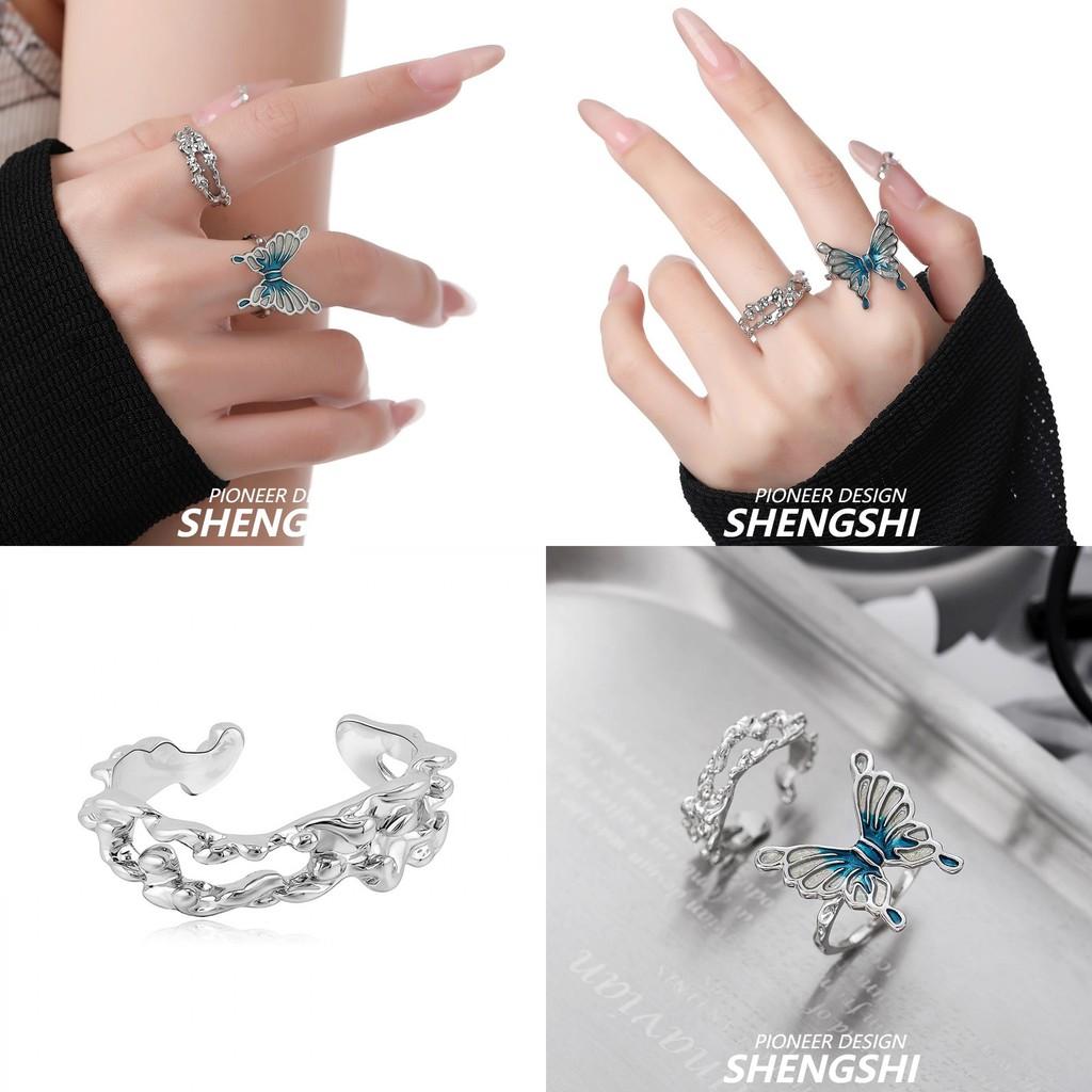 Stunning Blue Butterfly Ring For Women Unique Adjustable Fashionable Jewelry Piece