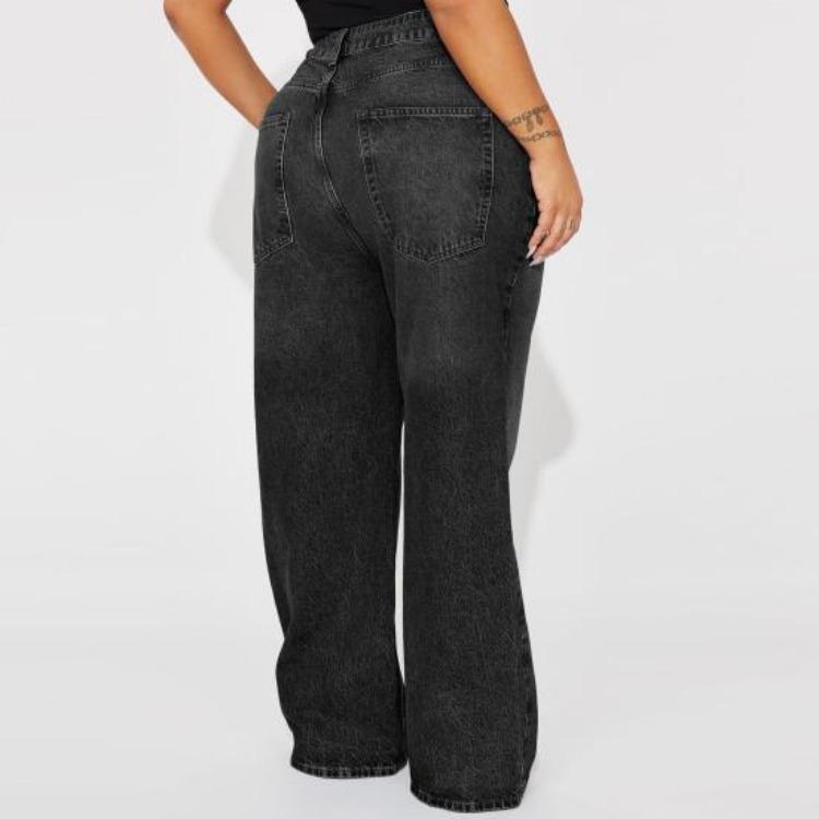 High Waisted Wide Leg Jeans Women's Stretchy Boyfriend Denim Pants Straight Loose Baggy Pockets