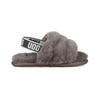 UGG Fluff Yeah Slide Wygodne Lekkie Futrzane Sandały Sandały Dziecięce Grafitowe 1098579T-CHRC