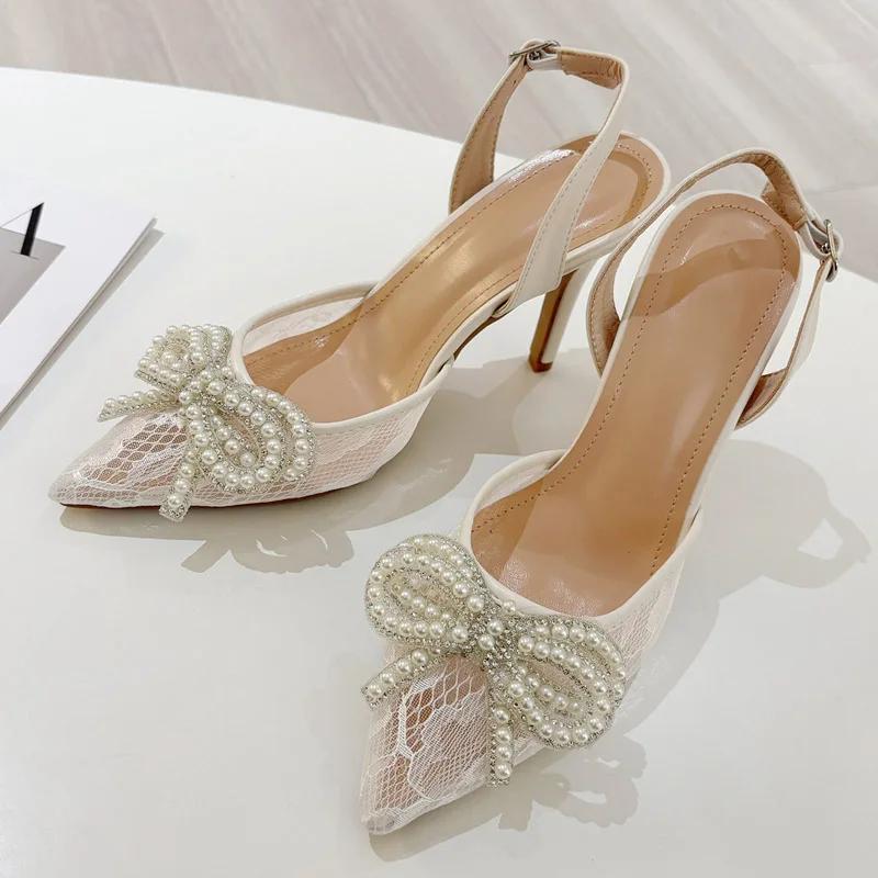 Fashion Eilyken Spring Butterfly-knot Pointed Toe Women Pumps Elegant High Heels Slingbacks Buckle Strap Shoes Zapatos De Mujer