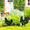 4pcs Garden Rooster Hen Chick Metal Decorative Creative Yard Chicken Family Insert Card Lawn Chicken Garden Plug Craft