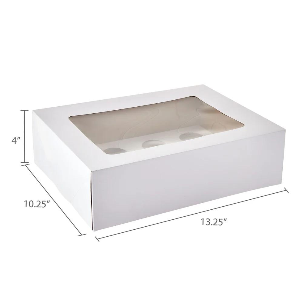2 Pack White Cake Boxes with Windows Transporting Treats Bakery Packaging 10.25 x 13.25 x 4 Inches Multi-Purpose Use