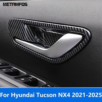 For Hyundai Tucson -2024 2025 Carbon Fiber Ide Door Handle Bowl Cover Trim Frame Sticker Interior Accessories Car Styling