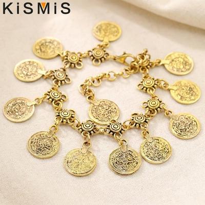 Bohemian Tassel Barefoot Sandals Chain Jewelry Anklet Vintage Coin Pendant Exotic Fashion Accessories