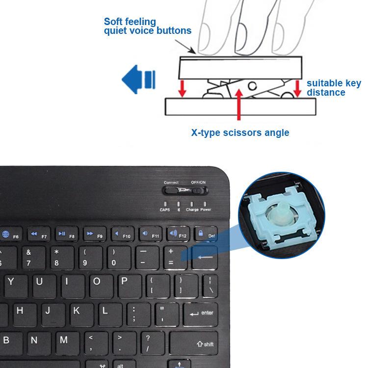 Universal Bluetooth Keyboard for iOS, Android, and Windows - Compatible with Russian, French, and Spanish, Fits 7/9/10 Inch Devices