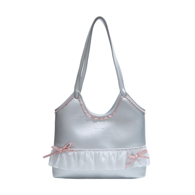New Large-capacity Tote Bag Women's Casual Versatile Bow Underarm Bag Commuter Lace Shoulder Bag