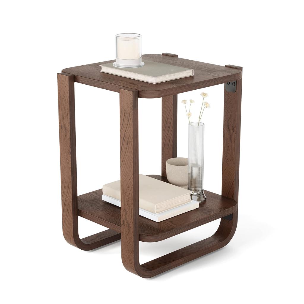 Umbra BELLWOOD Wooden Side Table in Aged 42cm Wide x 38cm Deep x 53cm High Two-Tier Walnut, (Product Code 21017426746)
