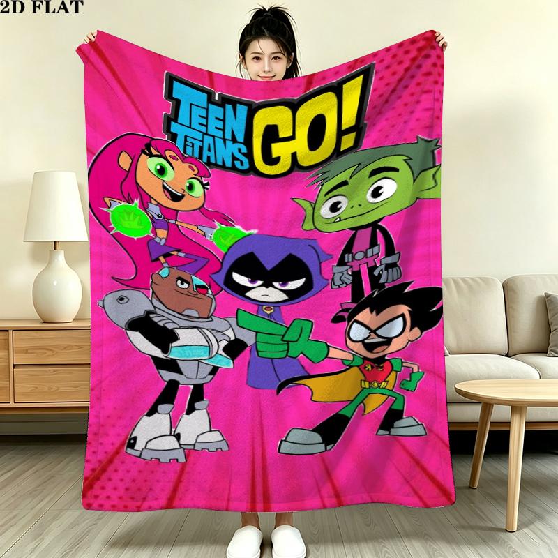 Teen Titans Print Flannel Blanket, High Quality Comfortable for All Seasons, Home Decor, Warmth and Comfort, Perfect for Christmas Gifts