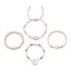 Sweet Shell Flower Heishi Beads Bracelet Set for Women Dainty Frangipani Starfish Rice Beads Elastic Bracelet Party Jewelry Gift