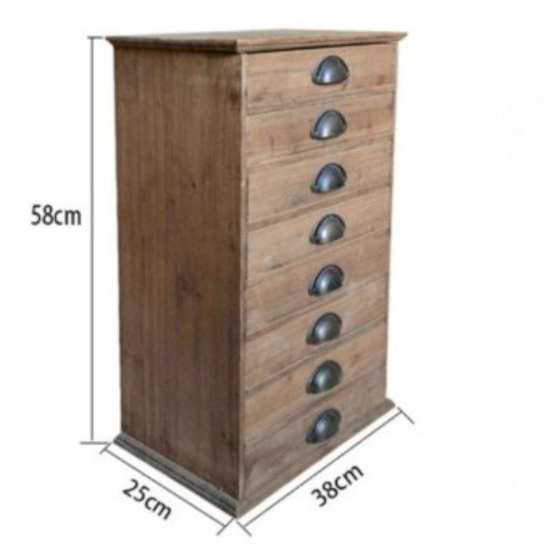 Solid Wood Vintage Storage Cabinet,Multi-Drawer Organizer Chest,Desktop Document Filing System,Antique Style Office Organizer