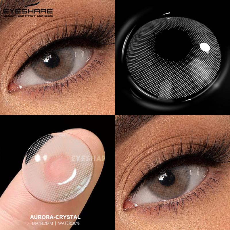 EYESHARE 2 Pieces Gray Pupils for Eyes Blue Colored Contact Lenses Natural Brown Lens Valid for 6 Months Soft Contacts