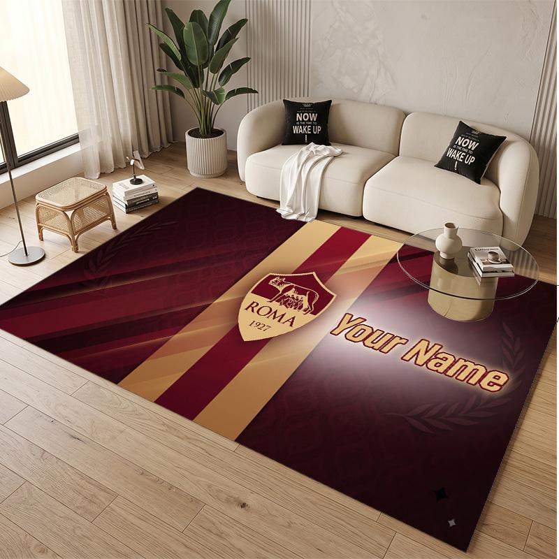 Personalized Crystal Velvet Carpet AS Roma FC Pattern Non Slip Floor Rug