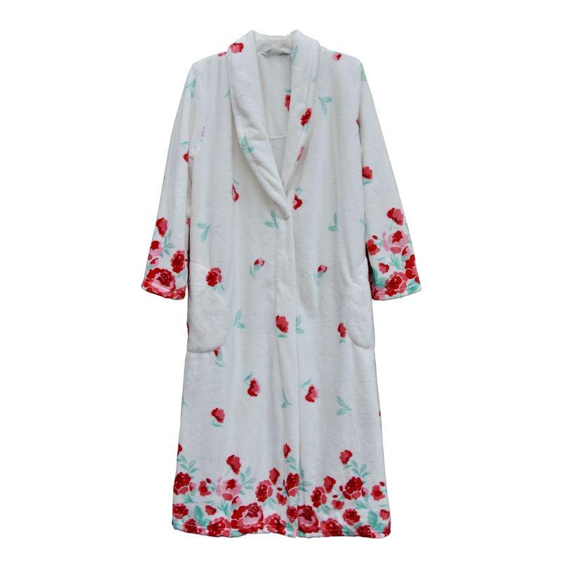 

Фланевый халат с длинным рукавом для женщин с милыми цветами для внешней торговли White Figure 2 S