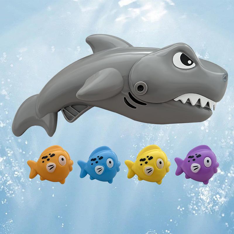 5Pcs Big Shark Eats Small Fish Water Play Toy Interactive Bath Fun Feeding Toys Bath Water Play Set Ideal Gift For Children