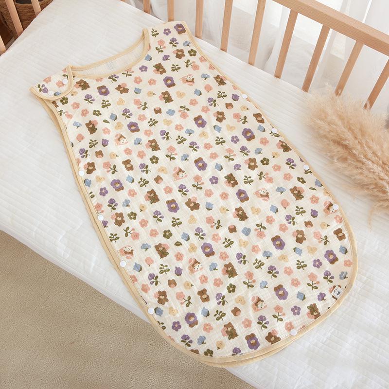 Four-Layer Children's Sleeveless Gauze Sleeping Bag: Anti-Kick, Summer-Weight, Korean Style.