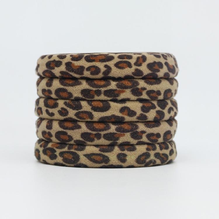 Leopard Pattern Hair Tie Elastic Scrunchies Fashion Towel Rings Hair Rope for Women Girl Daily Use Hair Ornament 5pcs