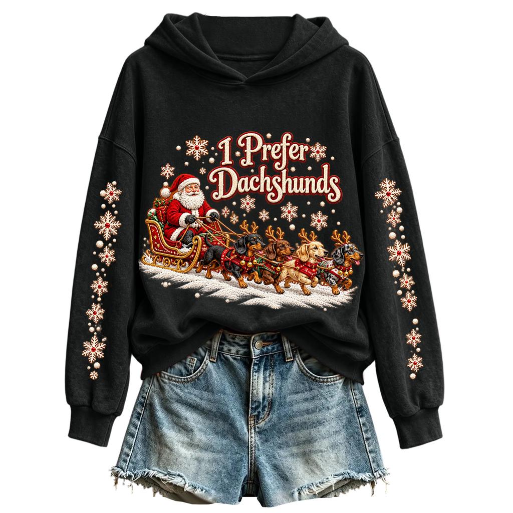 Women's Christmas Print Long Sleeve Round Neck Top for Holiday Casual Wear