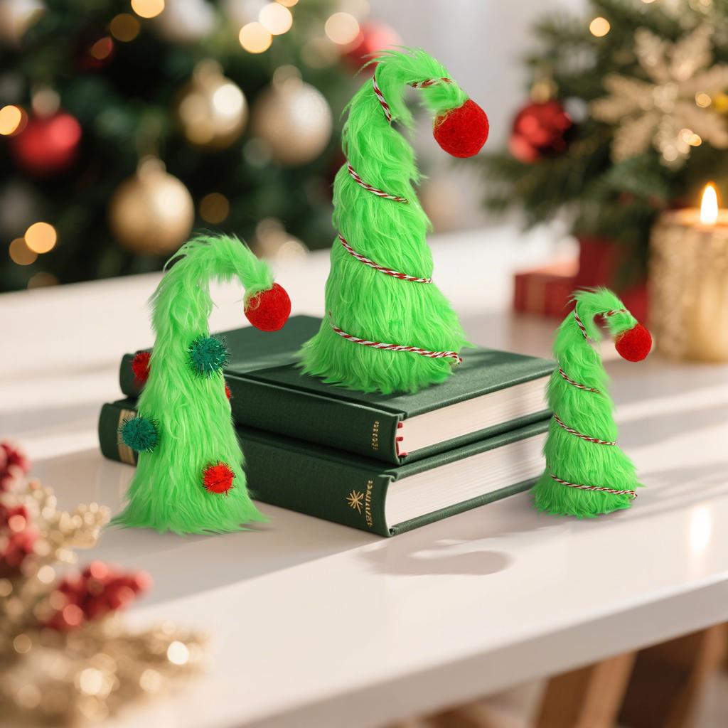 The Plush Crooked-neck Christmas Tree Is A European And American Christmas Party Home Table Decoration Item.