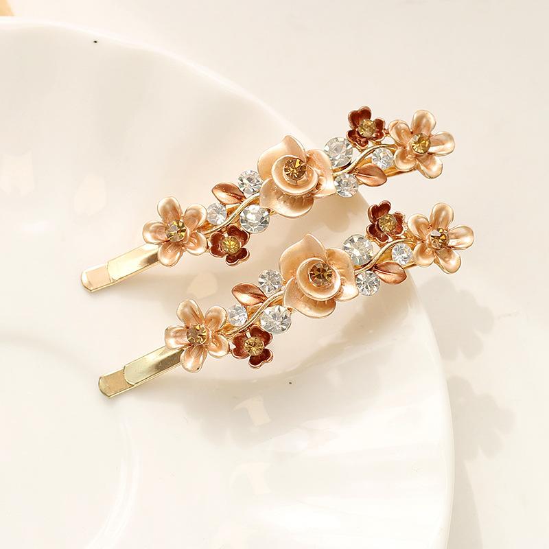 Alloy Color Flower Hair Accessories Girl Hairpin One-Word Hairpin Premium Side Bangs Clip Hairpin