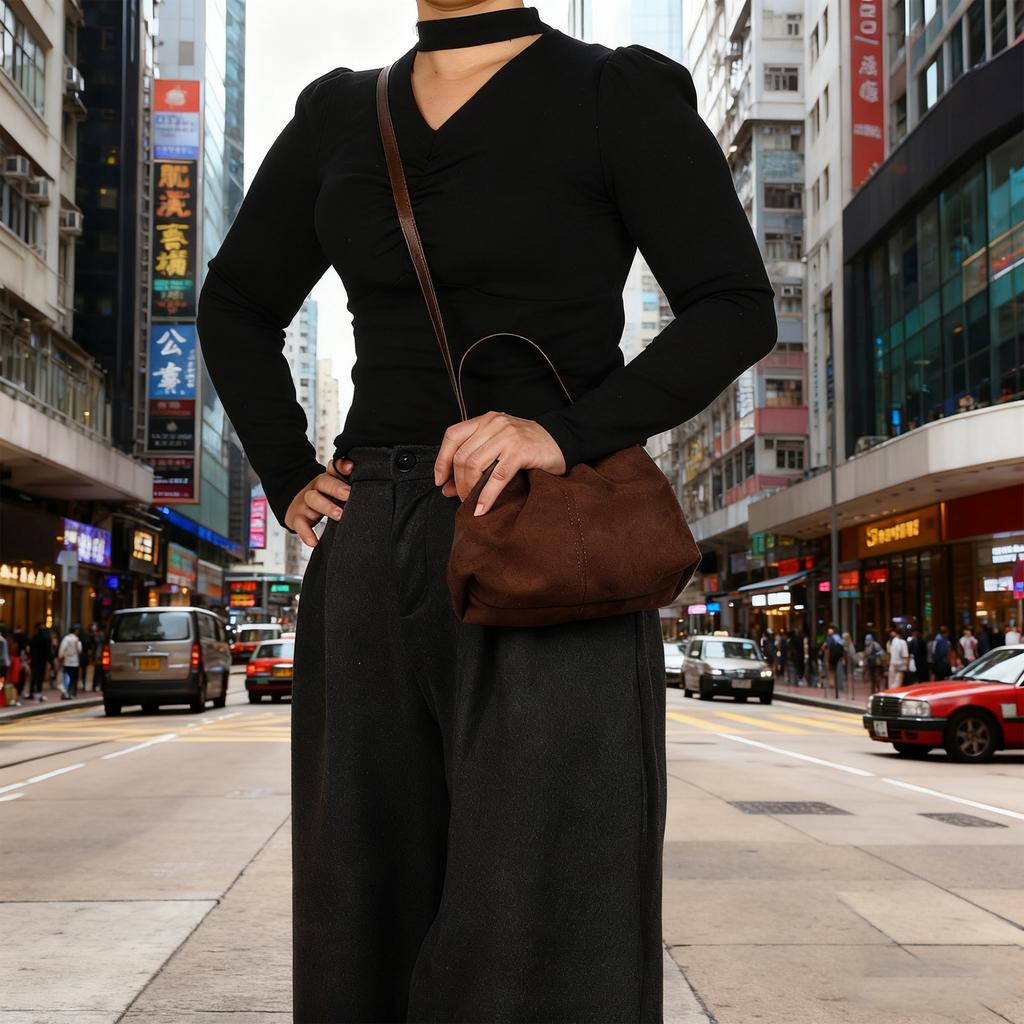 Autumn And Winter Niche High-Value Suede Cloud Pleated Handbag Fashionable Versatile Simple Shoulder Messenger Bag