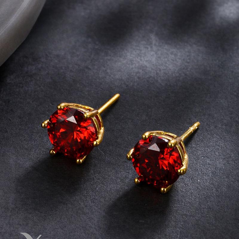 Fashion simple six-claw round purple earrings for women