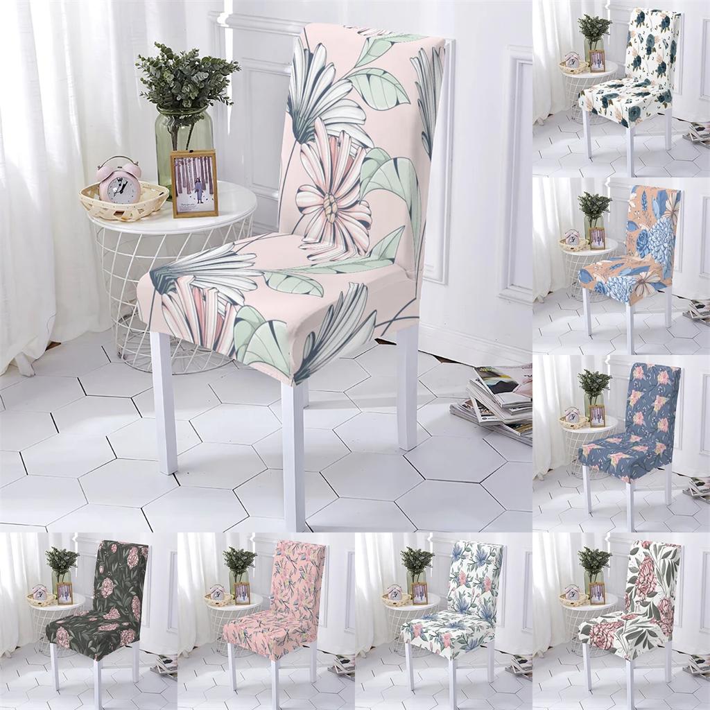 Plant Style Computer Chair Cover Extensible Chair Cover Flowers Pattern Elastic Dining Room Chairs Covers Home Covers for Chairs