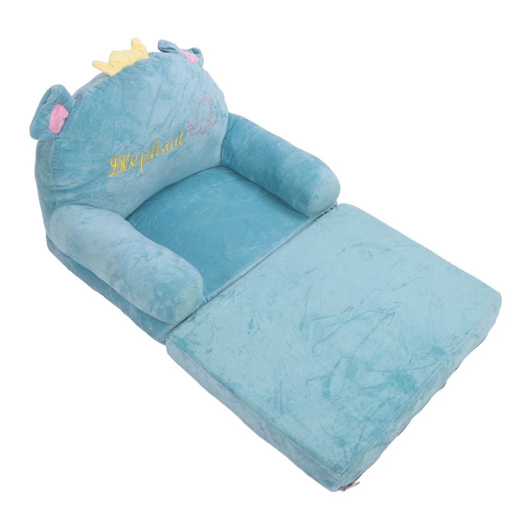 Foldable Kids Sofa Kids Sofa Couch Comfy 2 in 1 Flip Open Couch Sleeper for Kids Elephant Embroidery Pattern 2 Layer