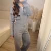 Cross-border European and American women's clothing  Amazon lapel long-sleeved zipper slim-fit sports wide-leg pants simple set