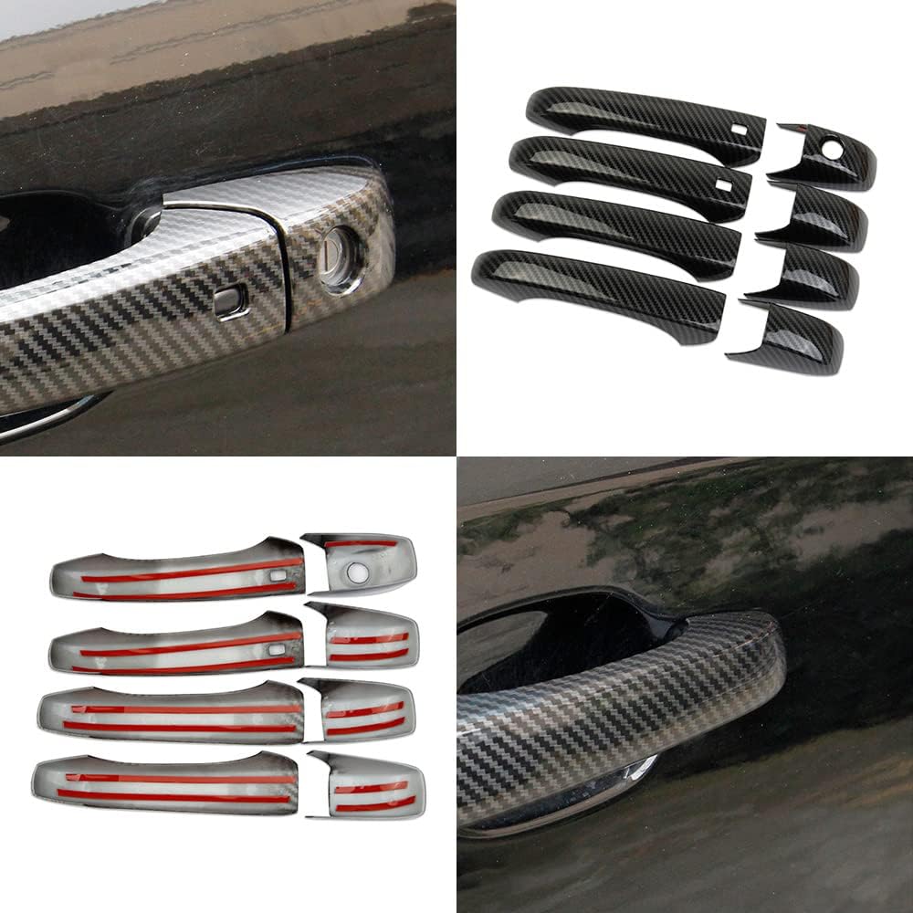 crosselec Door Handles Trim Cover for 2011-2021 Dodge Durango Decor Accessories (Black Carbon Fiber)