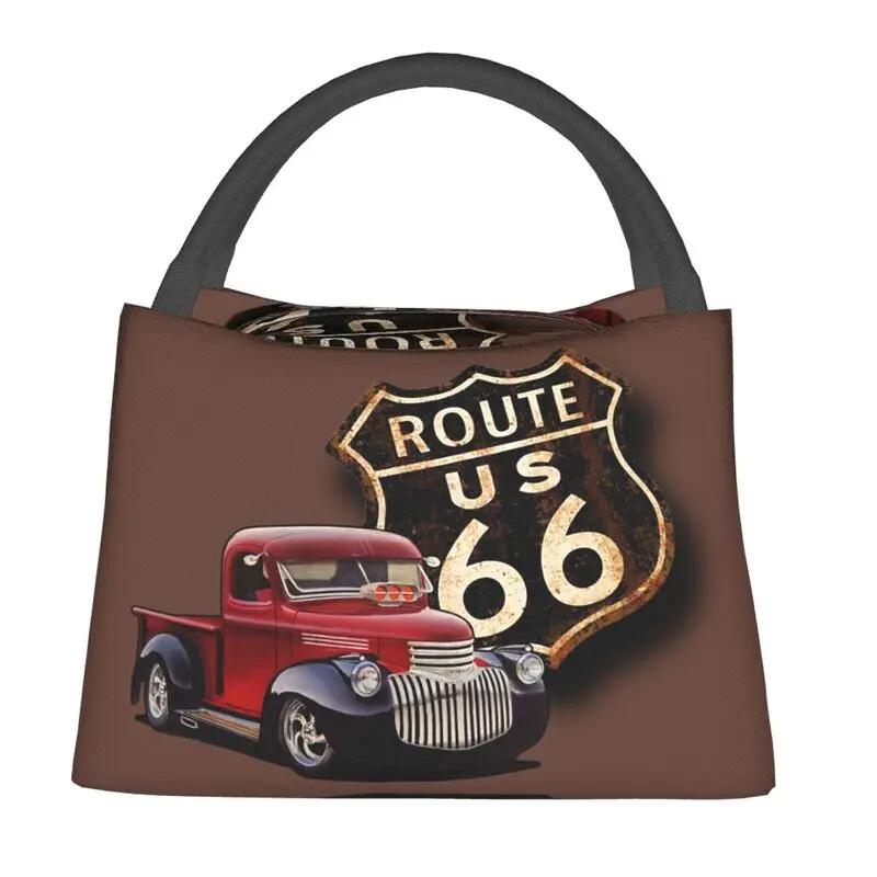 Custom Vintage Route 66 Lunch Bag Women Cooler Thermal Insulated Lunch Box for Work Pinic or Travel