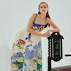 2026 new European and American express independent station sexy suspender graffiti linen pendulum dress