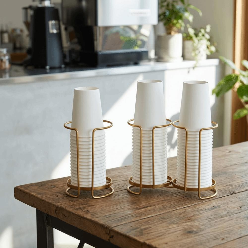 Metal Cup Rack Large Capacity Single Layer Cup Storage Shelf Hollow Out Design Double Layer Kitchen Paper Cup Holder