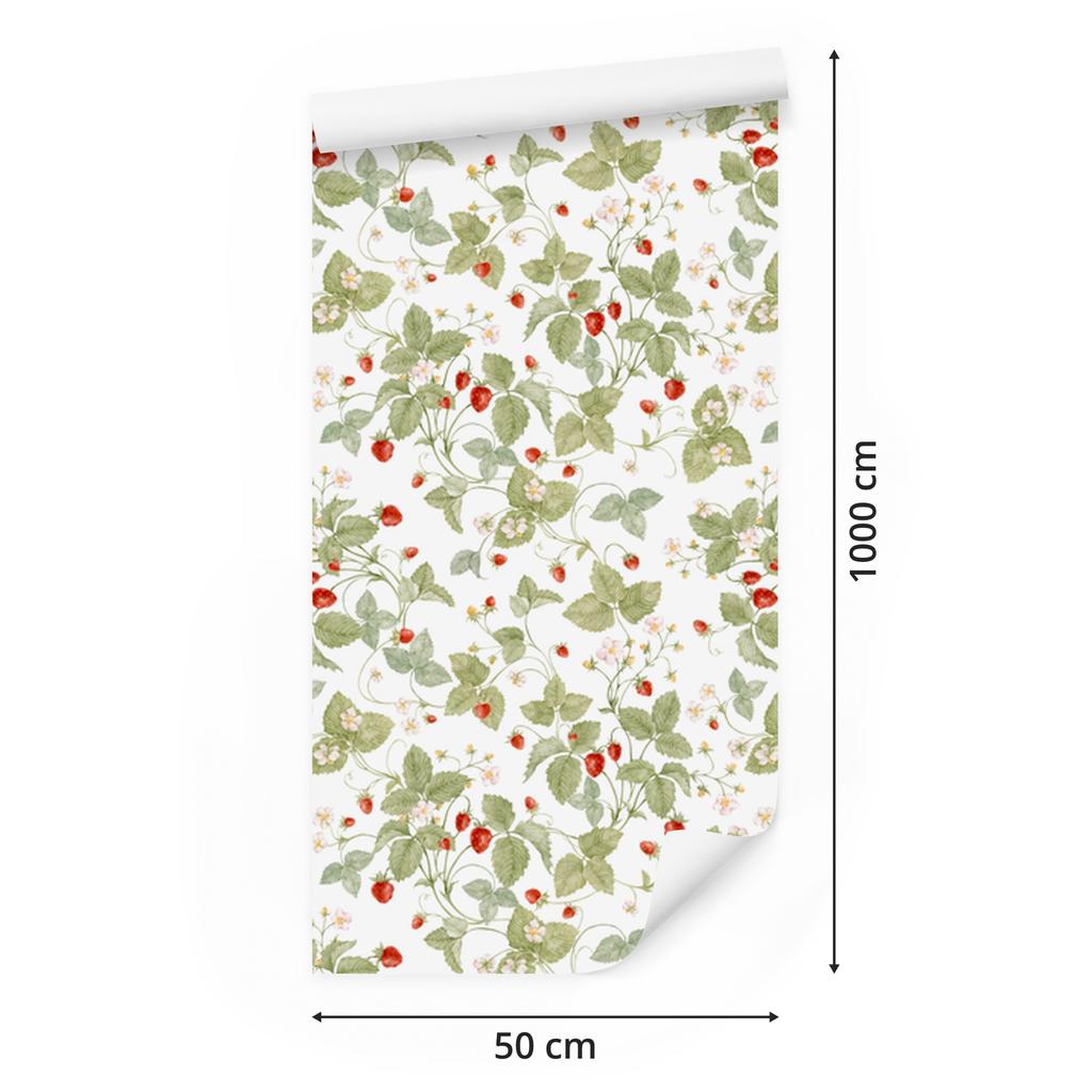 Red Berries Wallpaper White and Beige for Living Room and Bedroom 50x1000