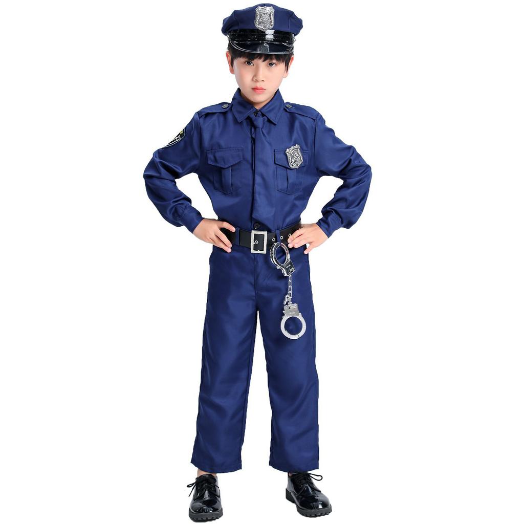 Cosplay S-XL 1. Juni Kindertag Polizei-Show-Kostüm Halloween-Kostüm Jungen und Mädchen Polizei-Kostüm Kinder-Show-Kostüm