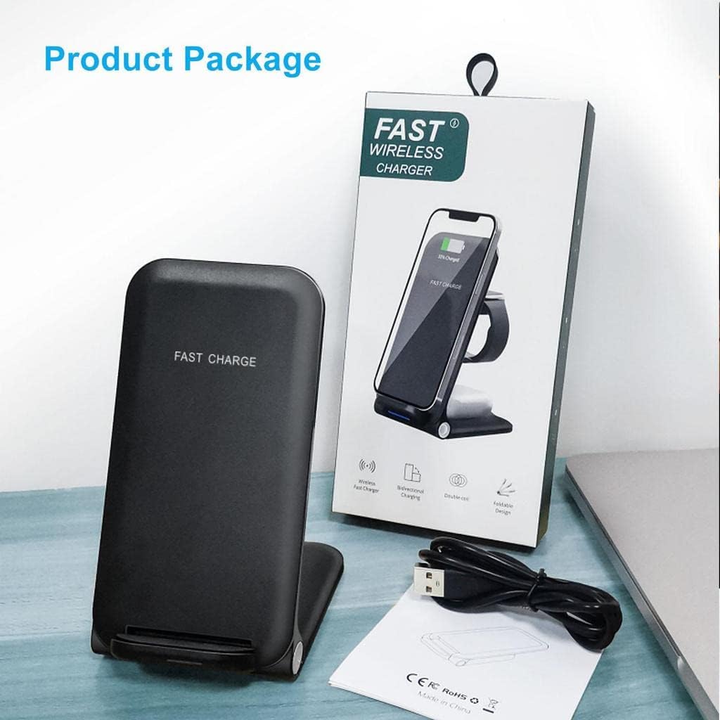 

Беспроводное зарядное устройство, складная беспроводная зарядная станция 3 в 1, быстрая беспроводная зарядная подставка для iPhone 15 Samsung Galaxy S24 Xiaomi