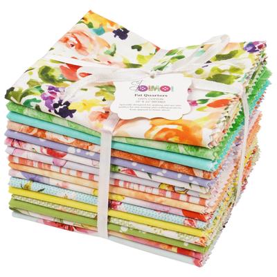 16 Pc Fat Quarter Bundle-  Watercolor Floral  Print 18"x 22"  DIY Patchwork-  100   Cotton  Pre-Cut Quilting Fabric