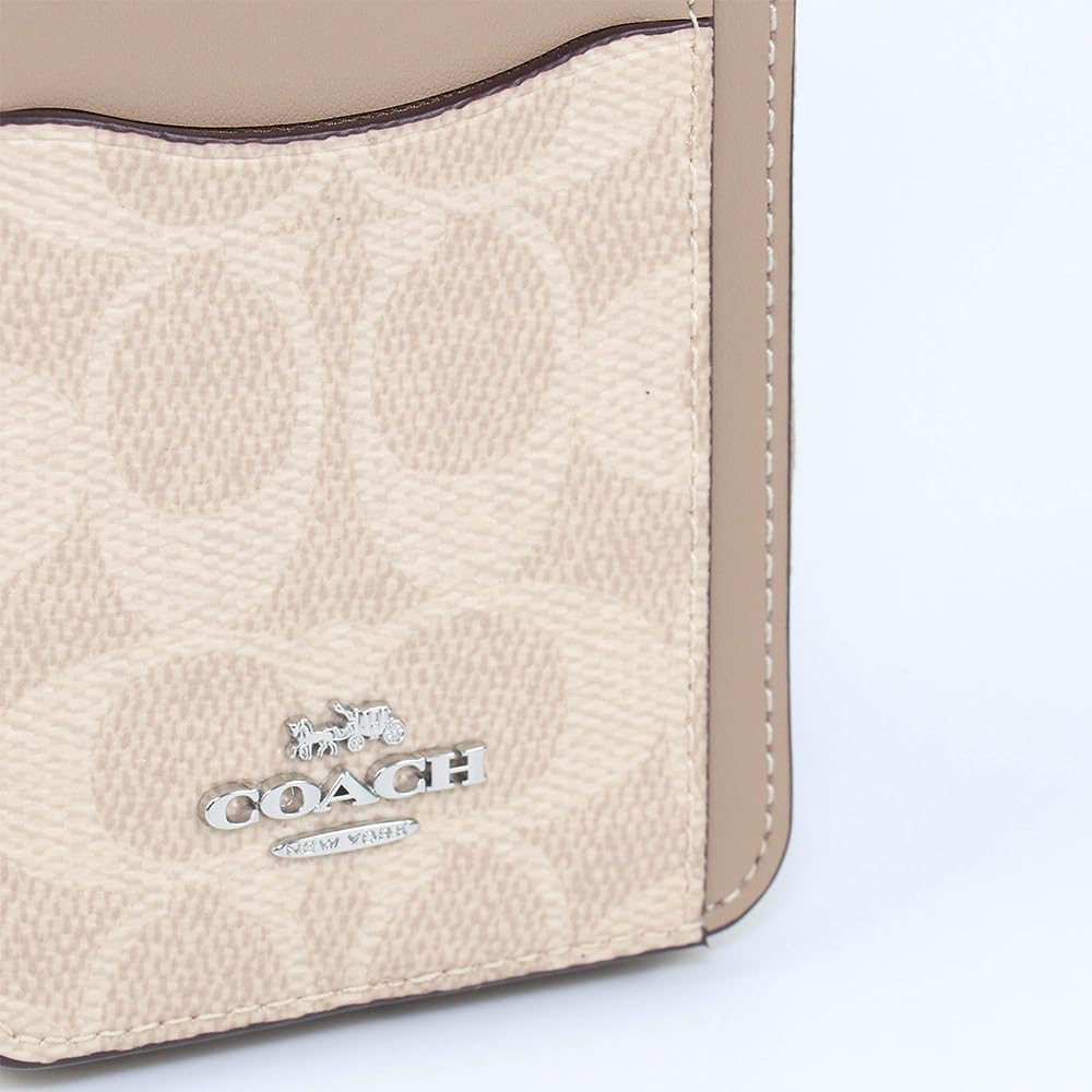 Coach Pass Case CW883 Card Coin Fragment SVPWH, Case, Case, Case, Outlet, Women's, Silver/Sand/Taupe [Used]