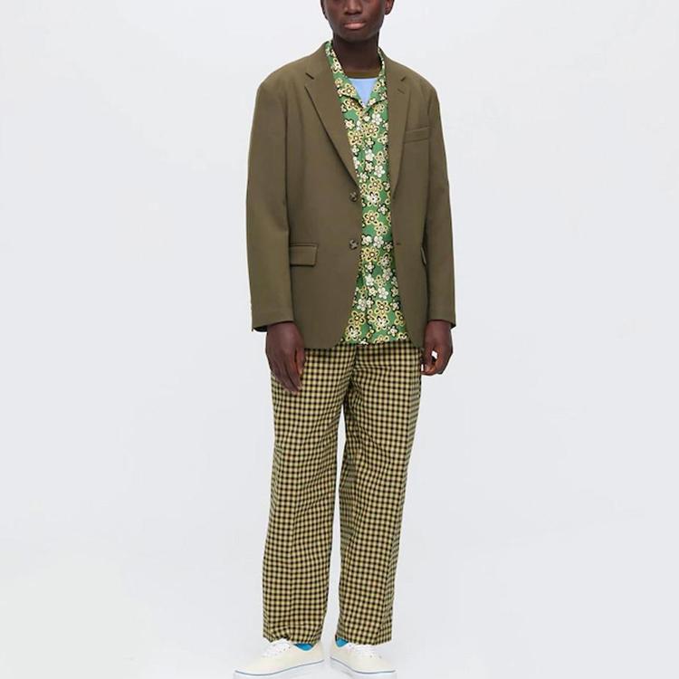 Uniqlo x MARNI Wide Fit Check Tuck Pants (Asia Sizing) Yellow Unisex Streetwear 449641-42